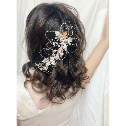 【ヘッドドレス】gold_flowerヘッドドレス 【結婚式 ヘアアクセサリー】