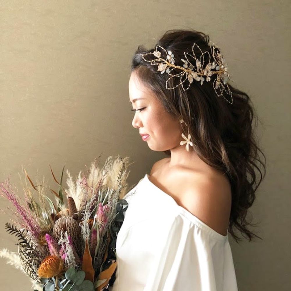 【ヘッドドレス】gold_flowerヘッドドレス 【結婚式 ヘアアクセサリー】