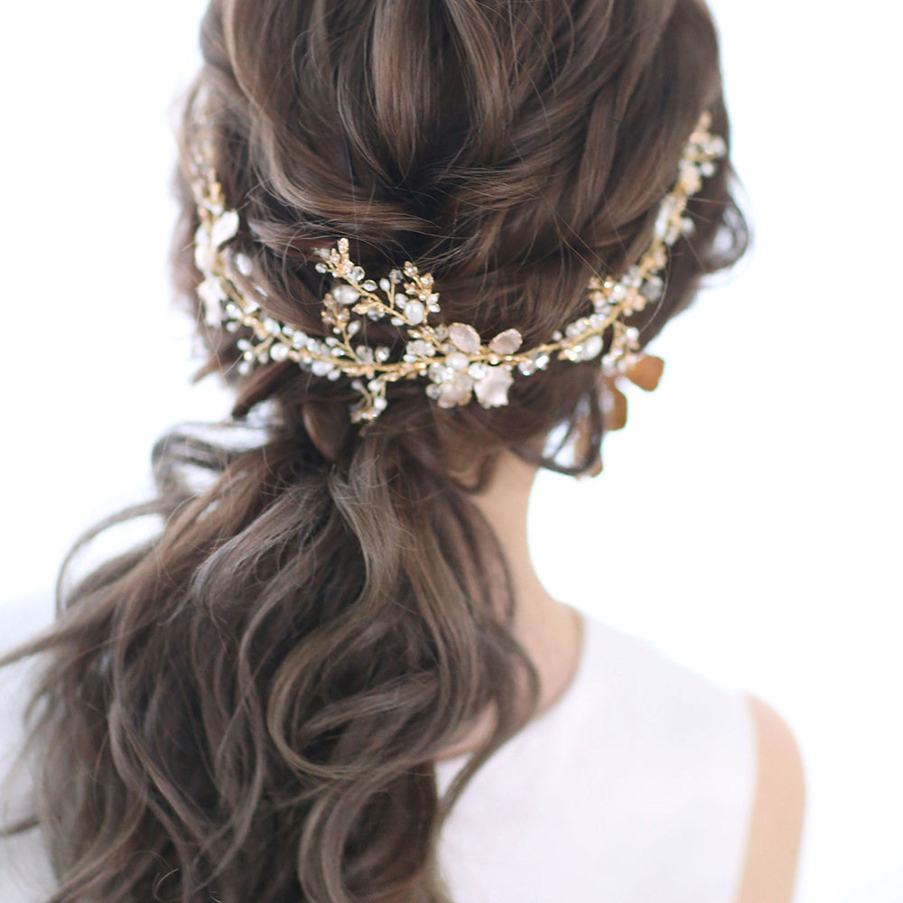【ヘッドドレス】leaf motif パール小枝アクセサリー シルバー/ブライダルアクセサリー 【結婚式 ヘアアクセサリー】