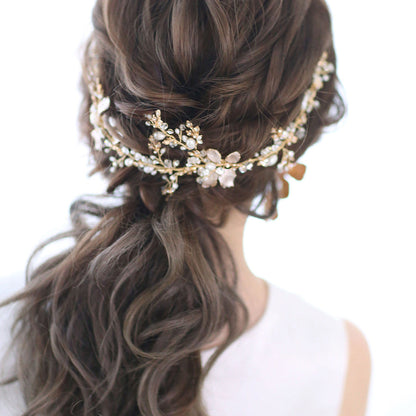 【ヘッドドレス】leaf motif パール小枝アクセサリー シルバー/ブライダルアクセサリー 【結婚式 ヘアアクセサリー】