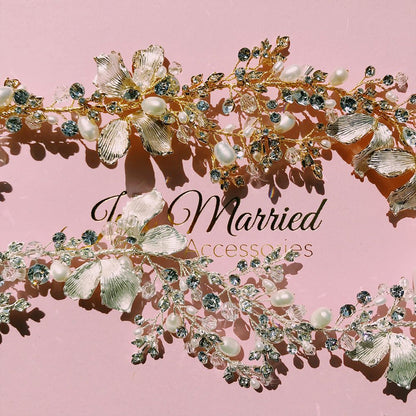【ヘッドドレス】leaf motif パール小枝アクセサリー シルバー/ブライダルアクセサリー 【結婚式 ヘアアクセサリー】