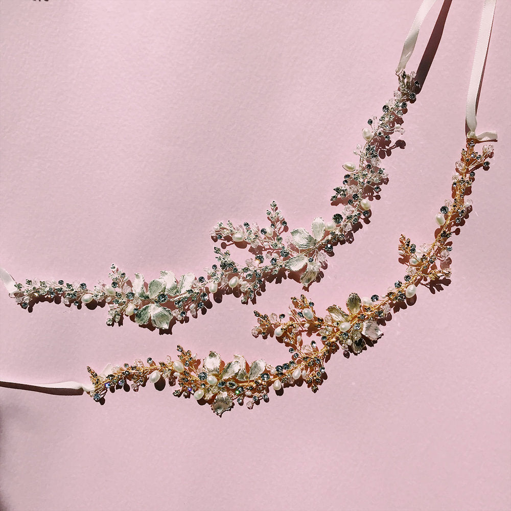 【ヘッドドレス】leaf motif パール小枝アクセサリー ゴールド/ブライダルアクセサリー 【結婚式 ヘアアクセサリー】