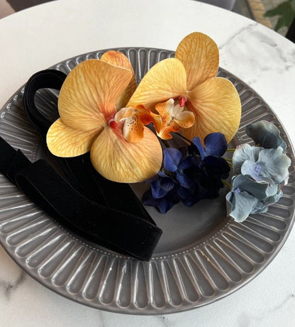 和装 成人式 パーティー【胡蝶蘭アプリコットイエロー】結婚式 ヘアアクセサリー