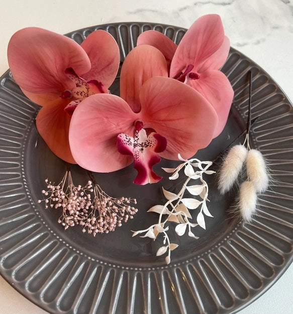 和装 成人式 パーティー【胡蝶蘭ピーチバーガンディ】結婚式 ヘアアクセサリー