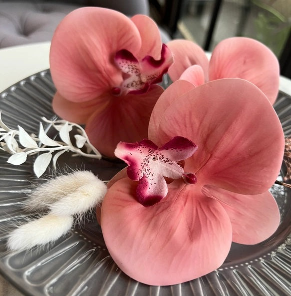 和装 成人式 パーティー【胡蝶蘭ピーチバーガンディ】結婚式 ヘアアクセサリー