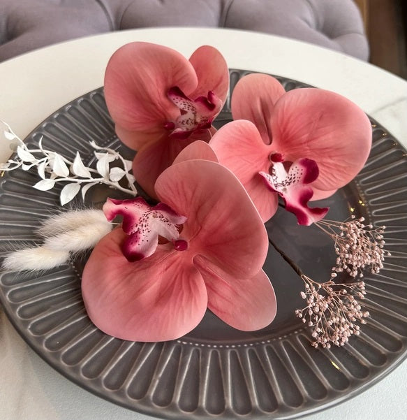 和装 成人式 パーティー【胡蝶蘭ピーチバーガンディ】結婚式 ヘアアクセサリー