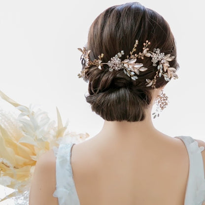 【ヘッドドレス】小枝 ボタニカル リーフ ゴールド ブライダルアクセサリー 【結婚式　ヘアアクセサリー】