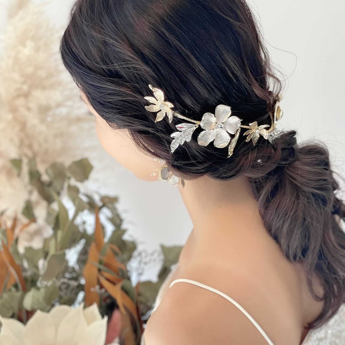 【ヘッドドレス】小枝  グラン フラワー ブライダルアクセサリー 【結婚式　ヘアアクセサリー】