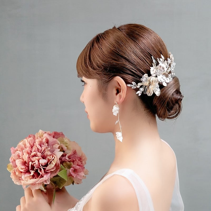 【ヘッドドレス】小枝 メタル フラワー ブライダルアクセサリー 【結婚式　ヘアアクセサリー】