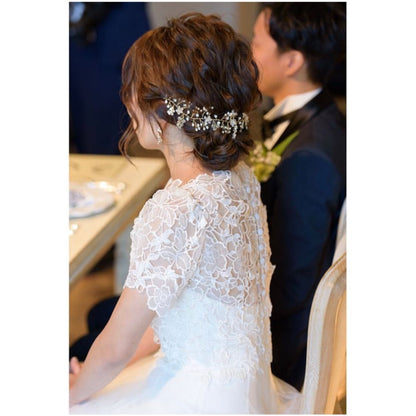 【ヘッドドレス】H-10 ハンドメイドの小枝アクセサリー ゴールド/ブライダルアクセサリー 【結婚式 ヘアアクセサリー】