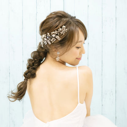 【ヘッドドレス】H-10 ハンドメイドの小枝アクセサリー ゴールド/ブライダルアクセサリー 【結婚式 ヘアアクセサリー】