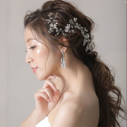 【ヘッドドレス】H-10 ハンドメイドの小枝アクセサリー シルバー/ブライダルアクセサリー 【結婚式　ヘアアクセサリー】