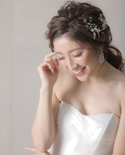 【ヘッドドレス】H-10 ハンドメイドの小枝アクセサリー シルバー/ブライダルアクセサリー 【結婚式 ヘアアクセサリー】