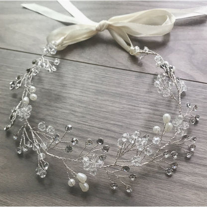 【ヘッドドレス】H-10 ハンドメイドの小枝アクセサリー シルバー/ブライダルアクセサリー 【結婚式 ヘアアクセサリー】