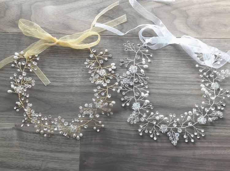 【ヘッドドレス】H-10 ハンドメイドの小枝アクセサリー シルバー/ブライダルアクセサリー 【結婚式 ヘアアクセサリー】