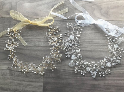 【ヘッドドレス】H-10 ハンドメイドの小枝アクセサリー シルバー/ブライダルアクセサリー 【結婚式 ヘアアクセサリー】