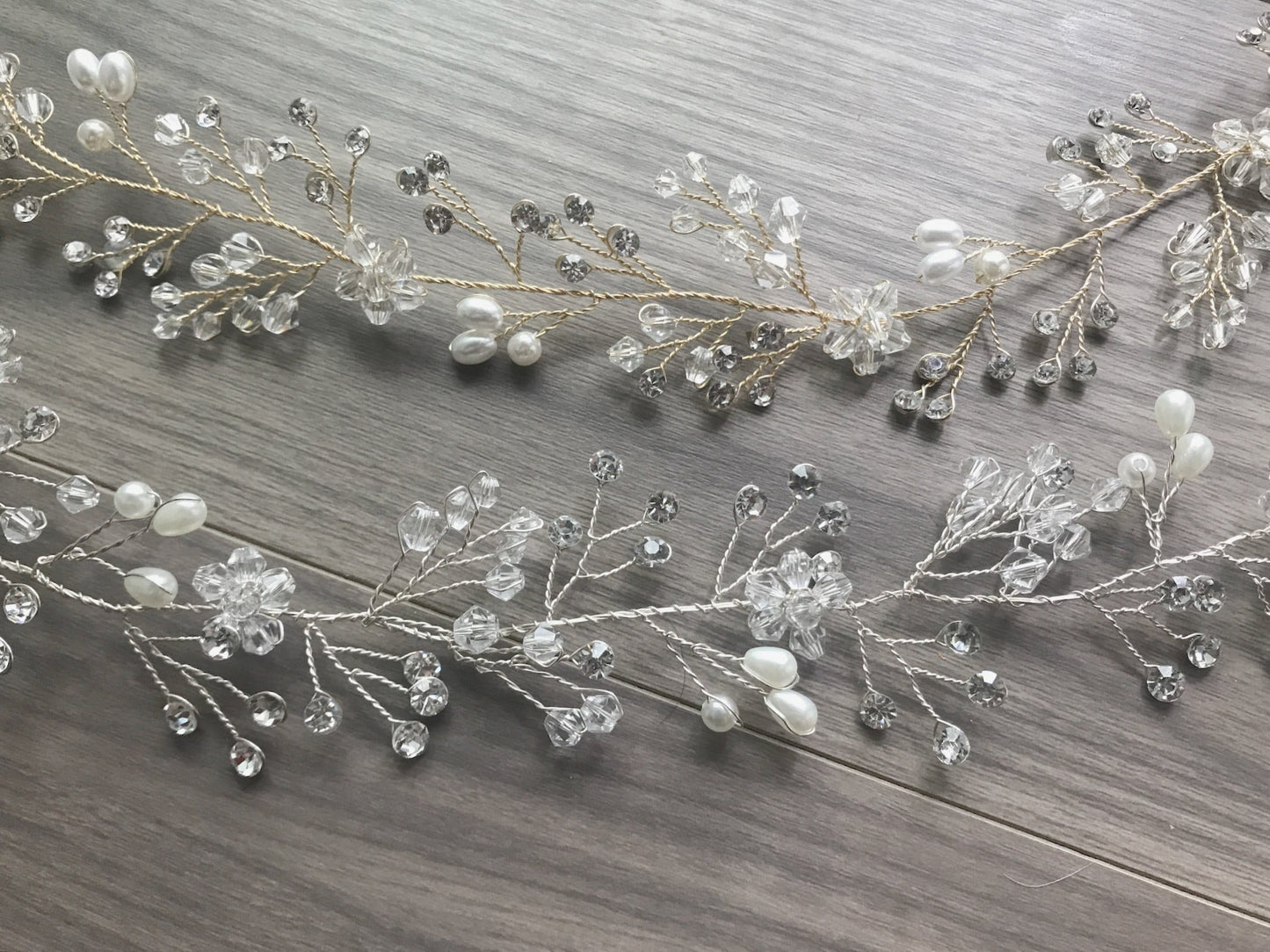 【ヘッドドレス】H-10 ハンドメイドの小枝アクセサリー シルバー/ブライダルアクセサリー 【結婚式　ヘアアクセサリー】