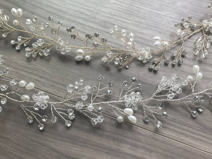 【ヘッドドレス】H-10 ハンドメイドの小枝アクセサリー シルバー/ブライダルアクセサリー 【結婚式　ヘアアクセサリー】