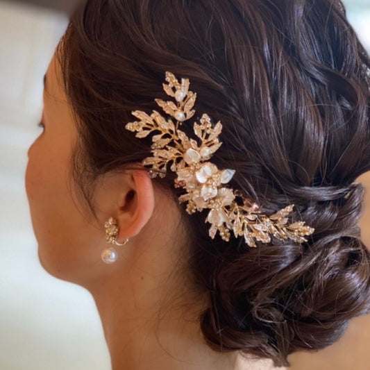 【ヘッドドレス】ブライダルヘッドドレス ゴールド コーム 和装 H10 【結婚式 ヘアアクセサリー】