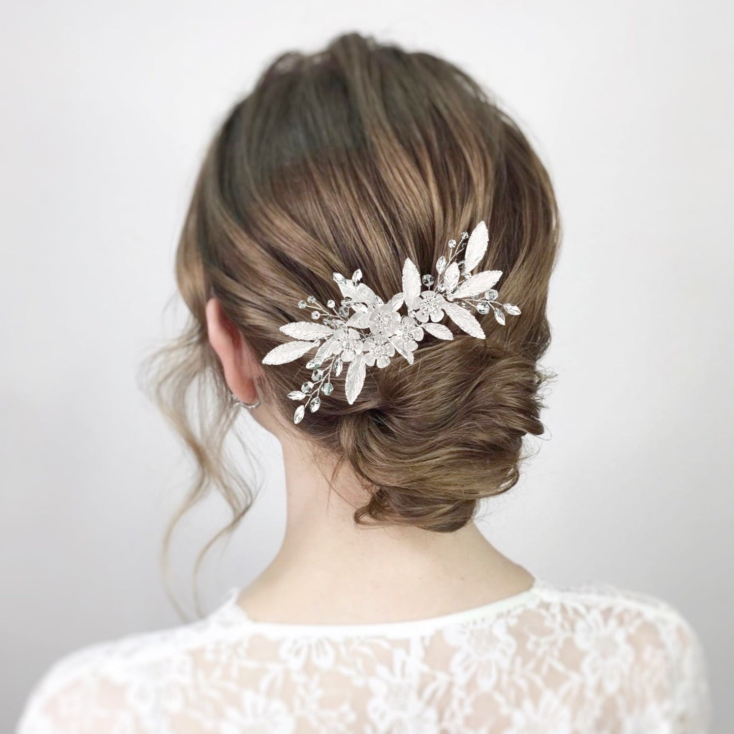 【ヘッドドレス】ブライダルヘッドドレス ボンネ コーム 髪飾り H35 【結婚式 ヘアアクセサリー】