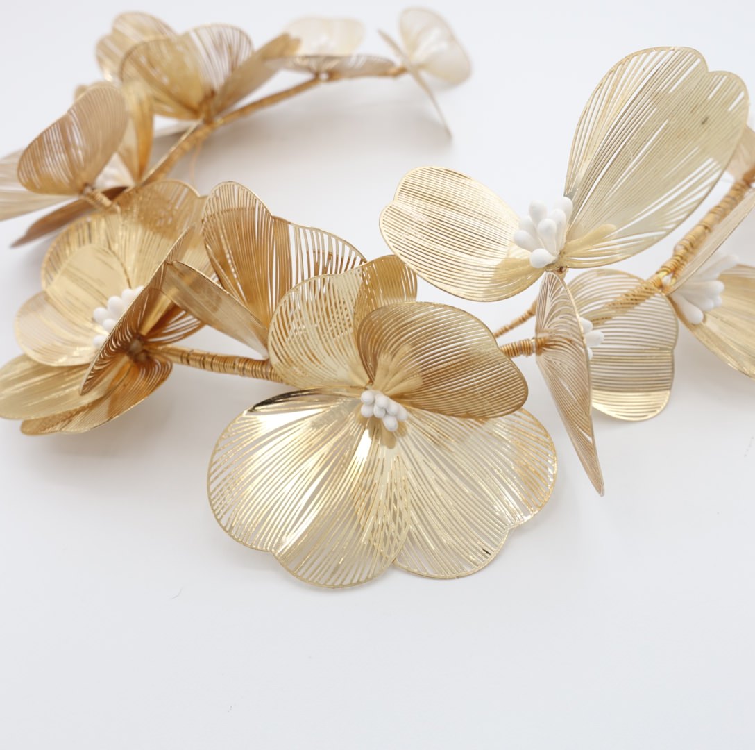 【ヘッドドレス】フラワー ペタル ガーランド ブライダルアクセサリー 【結婚式 ヘアアクセサリー】