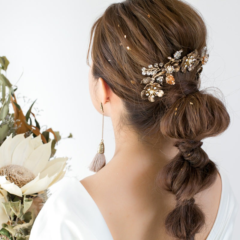 【ヘッドドレス】小枝 ビンテージライク フラワー ブライダルアクセサリー 【結婚式 ヘアアクセサリー】