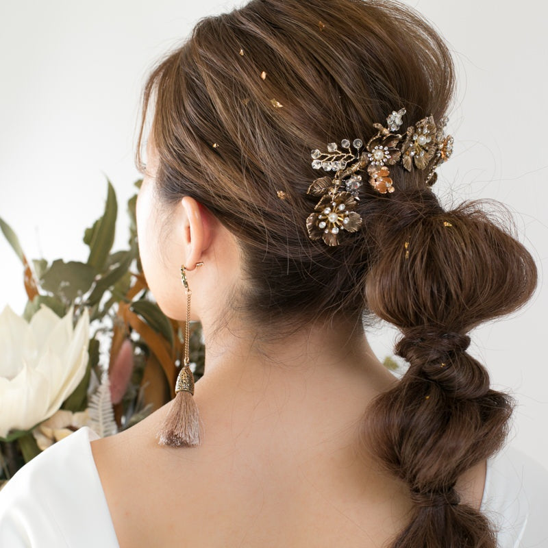 【ヘッドドレス】小枝 ビンテージライク フラワー ブライダルアクセサリー 【結婚式 ヘアアクセサリー】