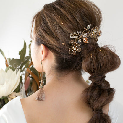 【ヘッドドレス】小枝 ビンテージライク フラワー ブライダルアクセサリー 【結婚式 ヘアアクセサリー】