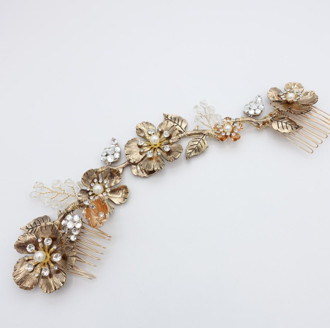 【ヘッドドレス】小枝 ビンテージライク フラワー ブライダルアクセサリー 【結婚式 ヘアアクセサリー】