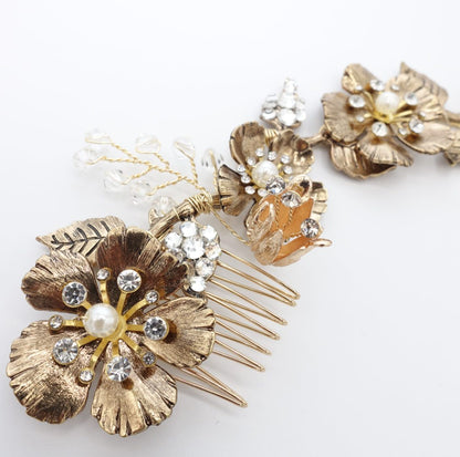 【ヘッドドレス】小枝 ビンテージライク フラワー ブライダルアクセサリー 【結婚式 ヘアアクセサリー】