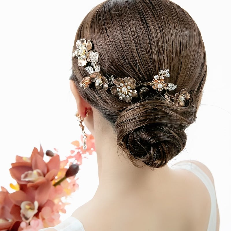 【ヘッドドレス】小枝 ビンテージライク フラワー ブライダルアクセサリー 【結婚式 ヘアアクセサリー】