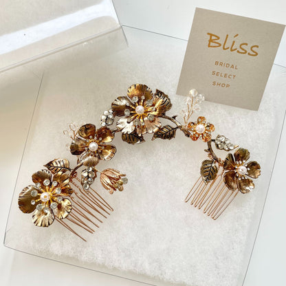 【ヘッドドレス】小枝 ビンテージライク フラワー ブライダルアクセサリー 【結婚式 ヘアアクセサリー】