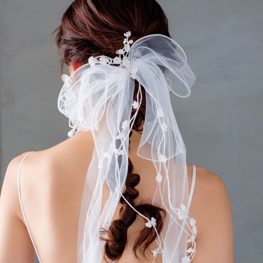ウェディング アクセサリー【リボン ヘッドドレス】【結婚式 ヘアアクセサリー】