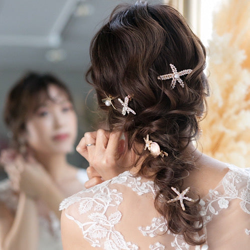 【ヘッドドレス】スターフィッシュ ヘアピン 5Pセット 【結婚式　ヘアアクセサリー】