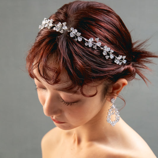 【ヘッドドレス】キュービックジルコニア 小枝 ヘッドドレス【結婚式　ヘアアクセサリー】