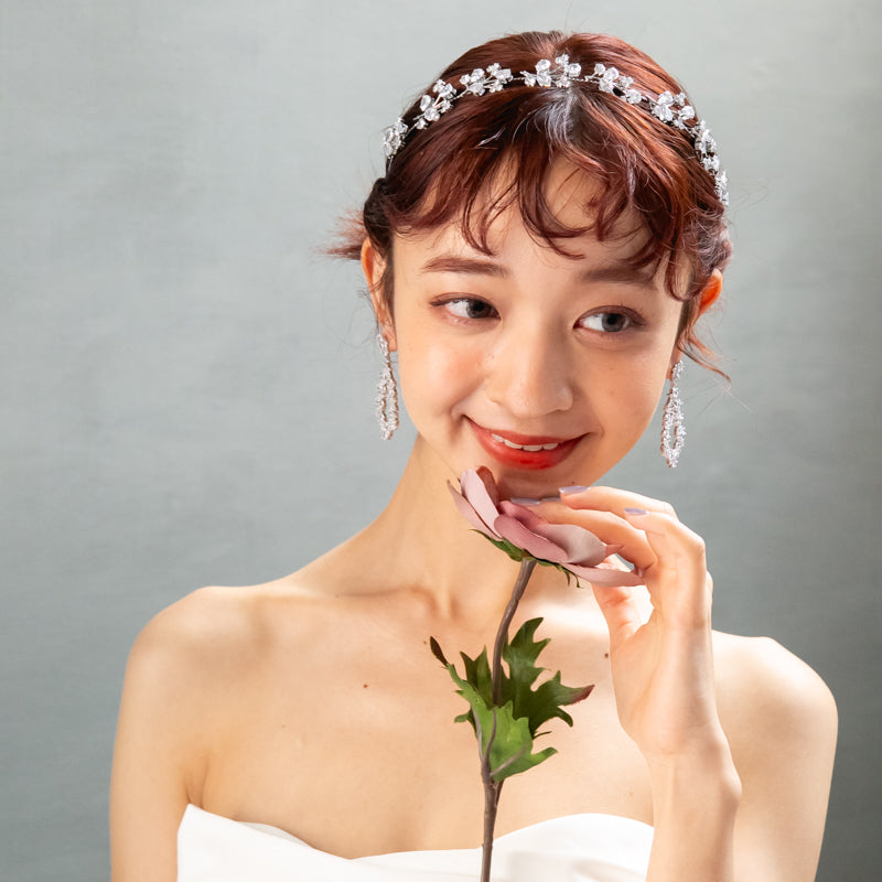 【ヘッドドレス】キュービックジルコニア 小枝 ヘッドドレス【結婚式　ヘアアクセサリー】