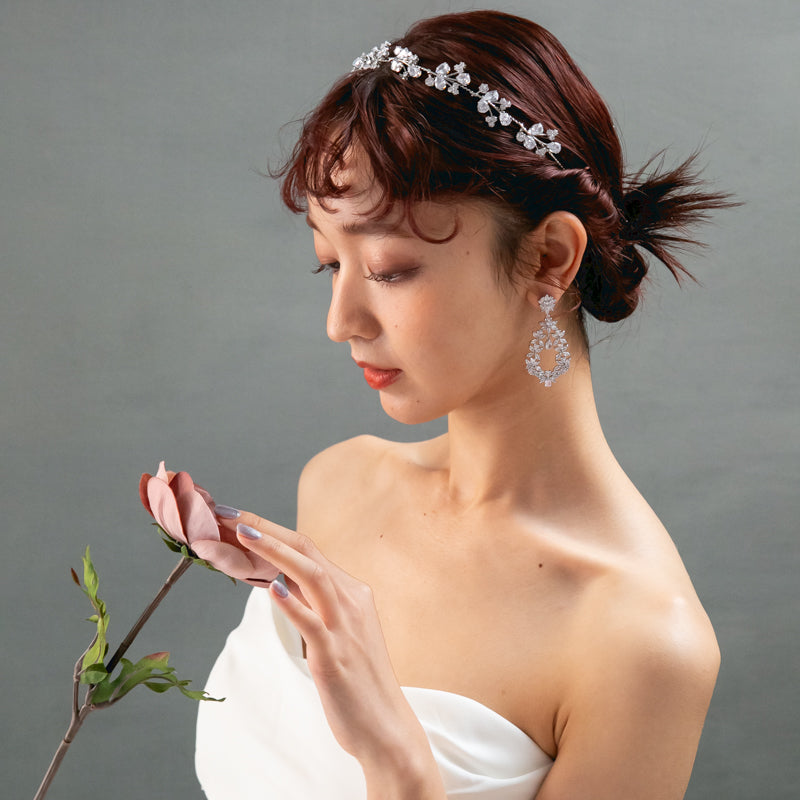 【ヘッドドレス】キュービックジルコニア 小枝 ヘッドドレス【結婚式　ヘアアクセサリー】