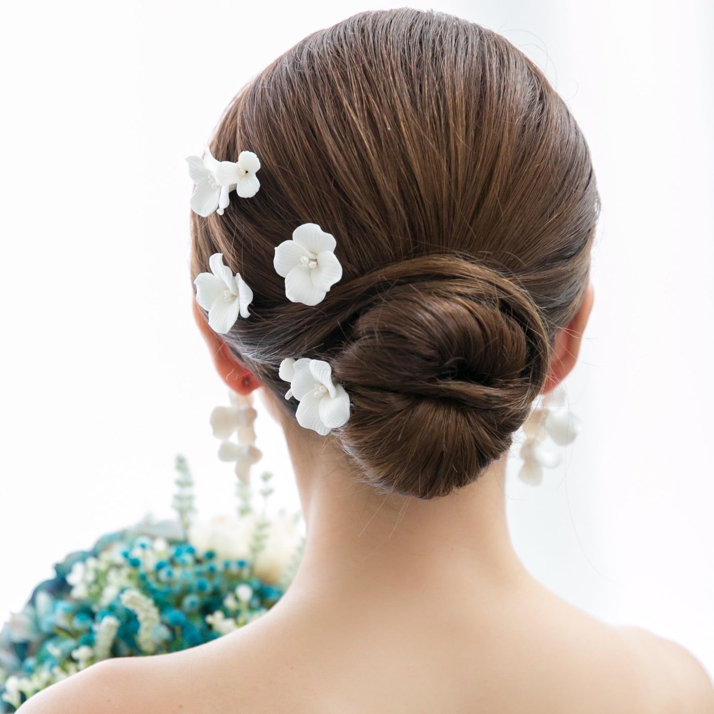 【ヘッドドレス】ホワイト フラワー 4P ヘアピン【結婚式 ヘアアクセサリー】