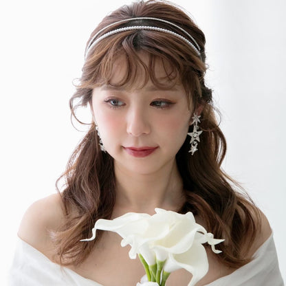 ウェディング アクセサリー【ビジュー&パールビーズ カチューシャ】【結婚式 ヘアアクセサリー】