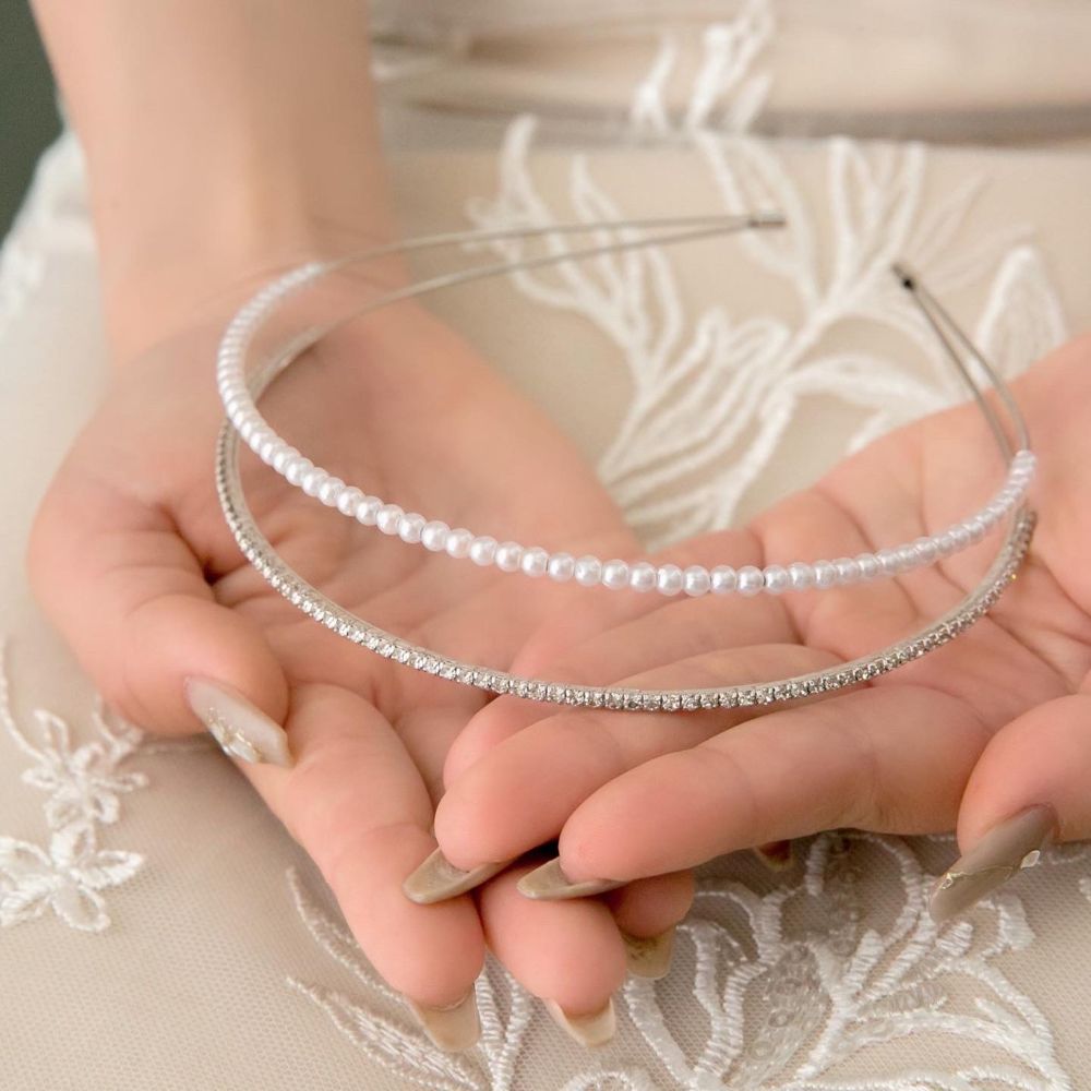 ウェディング アクセサリー【ビジュー&パールビーズ カチューシャ】【結婚式 ヘアアクセサリー】