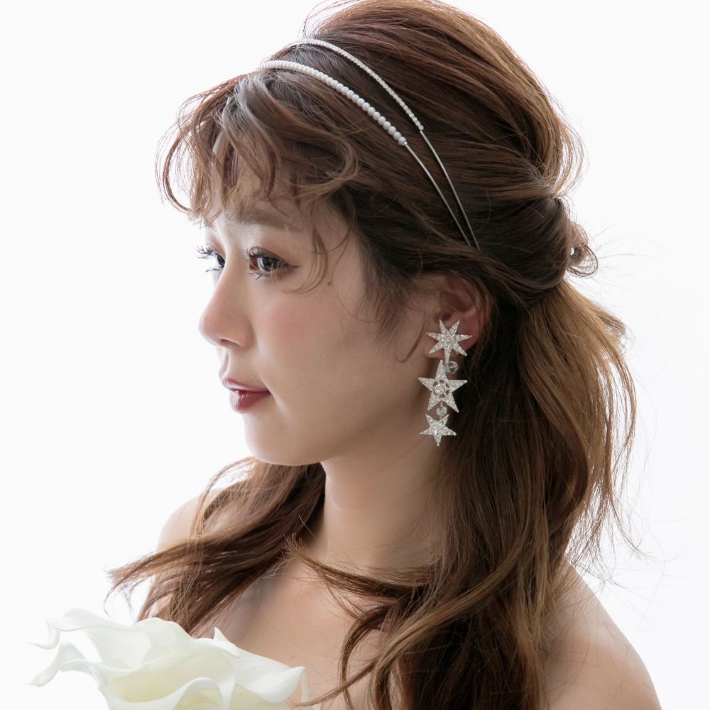 ウェディング アクセサリー【ビジュー&パールビーズ カチューシャ】【結婚式　ヘアアクセサリー】