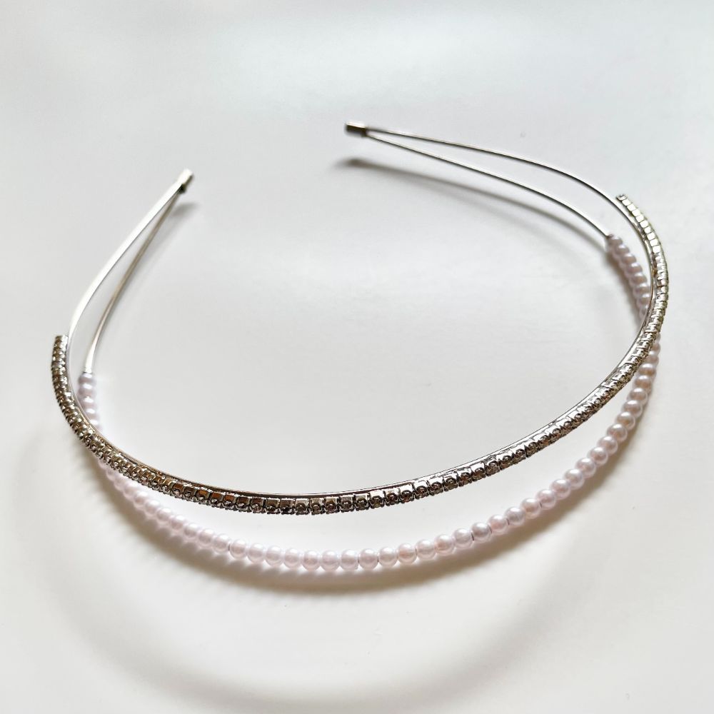 ウェディング アクセサリー【ビジュー&パールビーズ カチューシャ】【結婚式 ヘアアクセサリー】