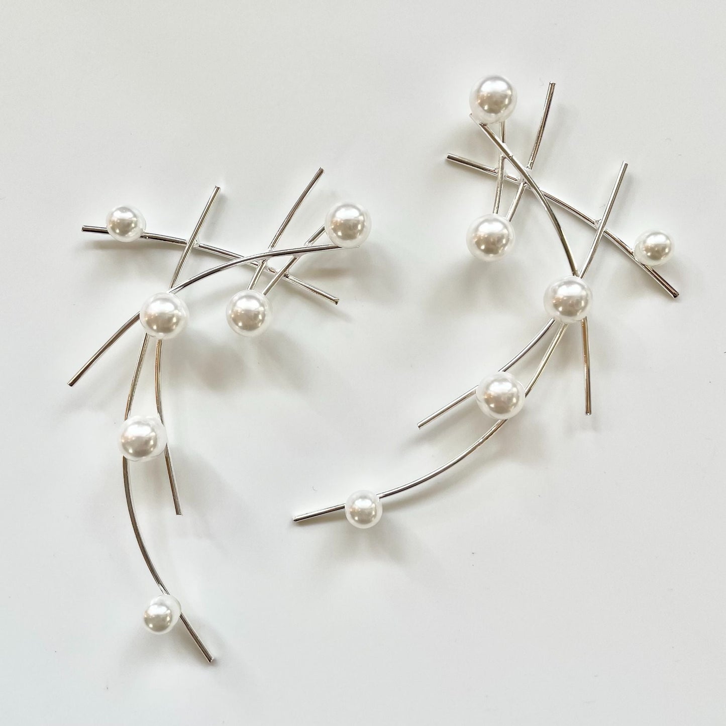 【ヘッドドレス】パール ヘアアクセサリー シルバー 2P