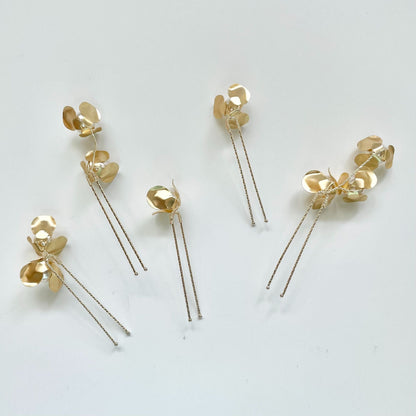 【 ヘッドドレス】ゴールド フラワー パール 5P ヘアピン 【結婚式 ヘアアクセサリー】