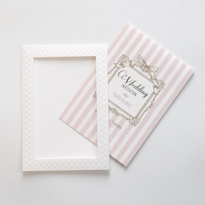 【結婚式 招待状セット】 アンティークスウィート ピンク ホルダー付(印刷込み)【結婚式 ペーパー 招待状】