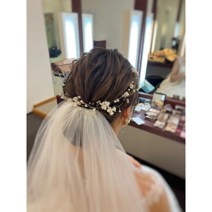 【ヘッドドレス】小枝カチューシャ　ブライダルヘッドドレス　花輪　ヘアアクセサリー　ゴールド　H34G 【結婚式　ヘアアクセサリー】