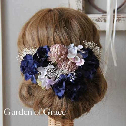 ウエディング 和装 成人式 ヘッドピース【ネイビー10p】 【結婚式 ヘアアクセサリー】