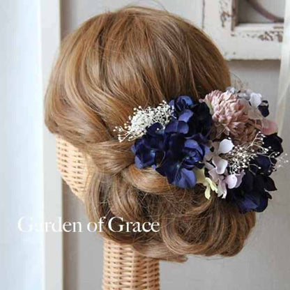 ウエディング 和装 成人式 ヘッドピース【ネイビー10p】 【結婚式　ヘアアクセサリー】