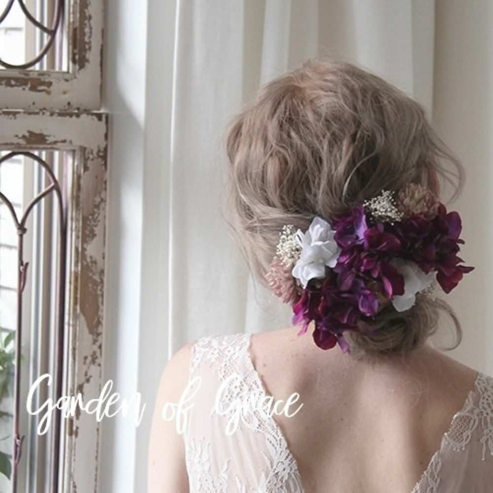 和装 成人式 ヘッドピース ハイドランジア 【紫10p】 【結婚式 ヘアアクセサリー】