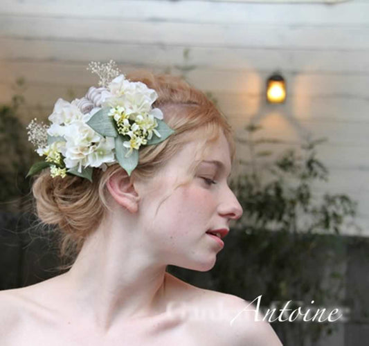 和装 成人式 ハイドランジアのヘッドピース 【黄色11p】 【結婚式 ヘアアクセサリー】